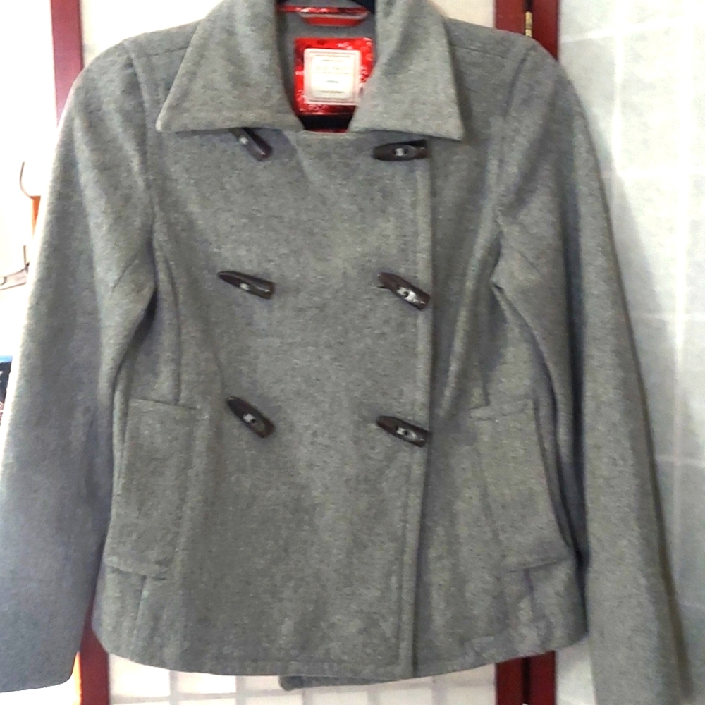 Old Navy Grey Wool Button Peacoat  Cropped coat Sz S
